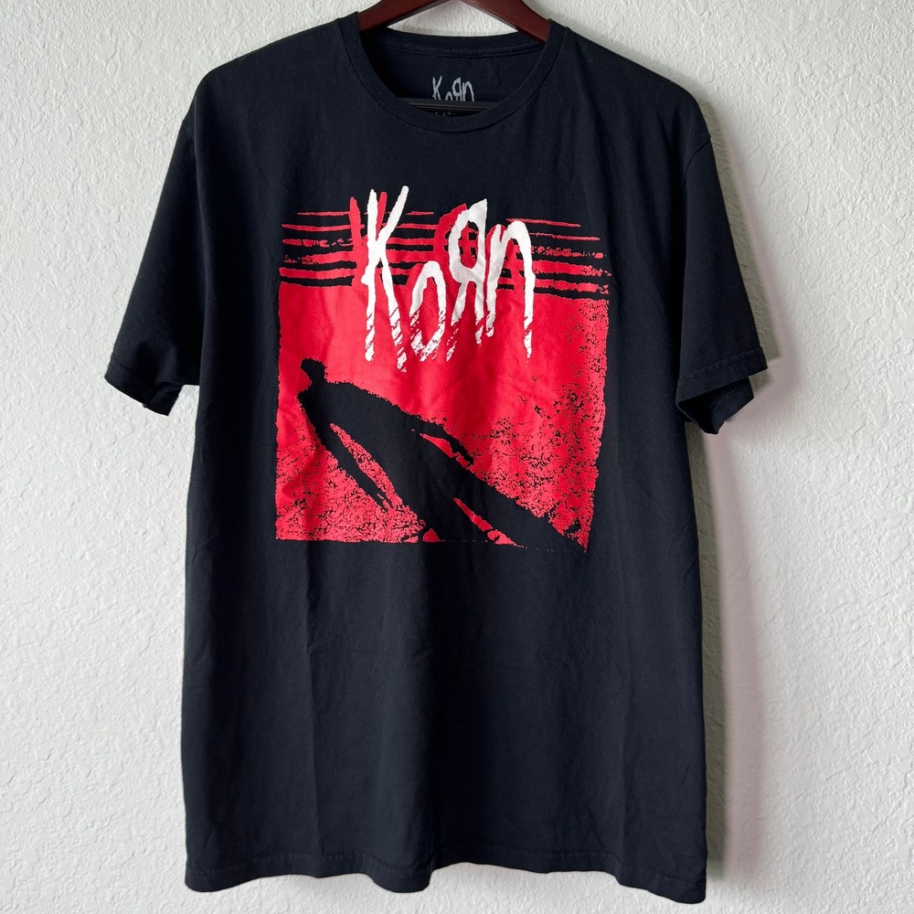Korn Self-Titled Album Cover Graphic T-Shirt Large Black Red Band Y2K Tee